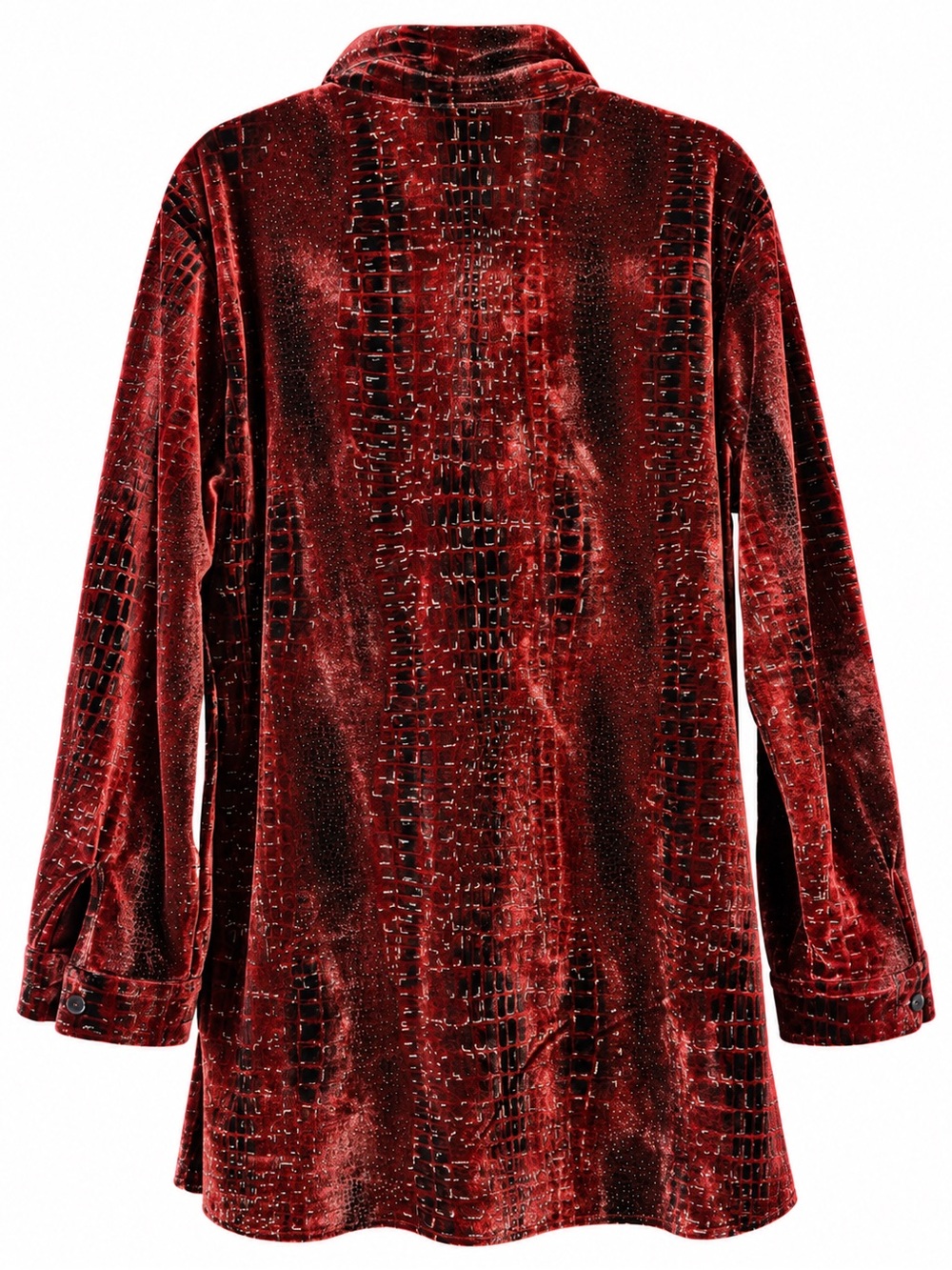 Addition-Elle Burgundy Embossed Velvet Longline Shirt | Size 14 - Picture 5 of 9